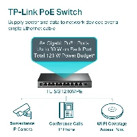 TP-Link TL-SG1210MPE V2 - Switch - intelligente - 8 x 10/100/1000 (PoE+) + 1 x 10/100/1000 + 1 x combo Gigabit SFP/RJ-45 - montaggio a parete - PoE+ (123 W)