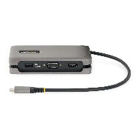 StarTech.com USB-C Multiport Adapter, HDMI/VGA, 4K 60Hz Video, 3-Port USB Hub, 100W Power Delivery Pass-Through, GbE, USB Type-C Travel Dock w/ Charging, 1ft/30cm Wrap-Around Cable - Mini Laptop Docking Station (DKT31CVHPD3) - Docking station - USB-C - VG