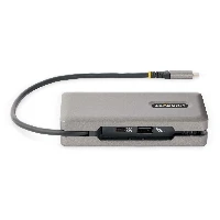 StarTech.com USB-C Multiport Adapter, HDMI/VGA, 4K 60Hz Video, 3-Port USB Hub, 100W Power Delivery Pass-Through, GbE, USB Type-C Travel Dock w/ Charging, 1ft/30cm Wrap-Around Cable - Mini Laptop Docking Station (DKT31CVHPD3) - Docking station - USB-C - VG
