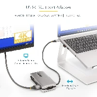 StarTech.com USB-C Multiport Adapter, HDMI/VGA, 4K 60Hz Video, 3-Port USB Hub, 100W Power Delivery Pass-Through, GbE, USB Type-C Travel Dock w/ Charging, 1ft/30cm Wrap-Around Cable - Mini Laptop Docking Station (DKT31CVHPD3) - Docking station - USB-C - VG
