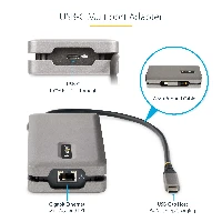 StarTech.com USB-C Multiport Adapter, HDMI/VGA, 4K 60Hz Video, 3-Port USB Hub, 100W Power Delivery Pass-Through, GbE, USB Type-C Travel Dock w/ Charging, 1ft/30cm Wrap-Around Cable - Mini Laptop Docking Station (DKT31CVHPD3) - Docking station - USB-C - VG