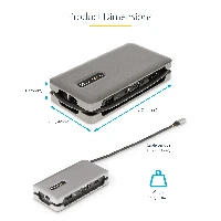 StarTech.com USB-C Multiport Adapter, HDMI/VGA, 4K 60Hz Video, 3-Port USB Hub, 100W Power Delivery Pass-Through, GbE, USB Type-C Travel Dock w/ Charging, 1ft/30cm Wrap-Around Cable - Mini Laptop Docking Station (DKT31CVHPD3) - Docking station - USB-C - VG