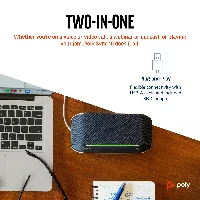 POLY Sync 10 USB-A USB-C Speakerphone, PC, Silver, 0.715 m, IP64, Windows 10, 100 - 7800 Hz
