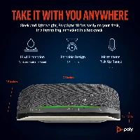 POLY Sync 10 USB-A USB-C Speakerphone, PC, Silver, 0.715 m, IP64, Windows 10, 100 - 7800 Hz