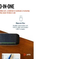POLY Sync 10 USB-A USB-C Speakerphone, PC, Silver, 0.715 m, IP64, Windows 10, 100 - 7800 Hz