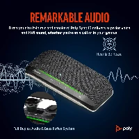 POLY Sync 10 USB-A USB-C Speakerphone, PC, Silver, 0.715 m, IP64, Windows 10, 100 - 7800 Hz