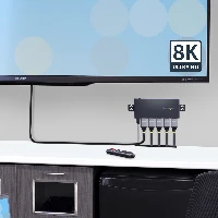 StarTech.com 4-Port 8K HDMI Switch, HDMI 2.1 Switcher 4K 120Hz HDR10+, 8K 60Hz UHD, HDMI Switch 4 In 1 Out, Auto/Manual Source Switching, Remote Control and Power Adapter Included - 7.1 Channel Audio/eARC (4PORT-8K-HDMI-SWITCH) - Selettore video/audio - 4