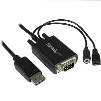 StarTech.com DisplayPort to VGA Adapter Cable with Audio - 6ft (2m), 2 m, DisplayPort, VGA (D-Sub), Male, Male, Straight