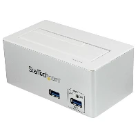 StarTech.com USB 3.0 SATA Hard Drive Docking Station SSD / HDD with integrated Fast Charge USB Hub and UASP For SATA 6 Gbps - White, HDD, SSD, Serial ATA, Serial ATA II, Serial ATA III, 2.5,3.5