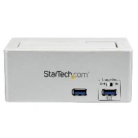 StarTech.com USB 3.0 SATA Hard Drive Docking Station SSD / HDD with integrated Fast Charge USB Hub and UASP For SATA 6 Gbps - White, HDD, SSD, Serial ATA, Serial ATA II, Serial ATA III, 2.5,3.5