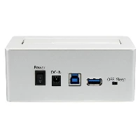 StarTech.com USB 3.0 SATA Hard Drive Docking Station SSD / HDD with integrated Fast Charge USB Hub and UASP For SATA 6 Gbps - White, HDD, SSD, Serial ATA, Serial ATA II, Serial ATA III, 2.5,3.5