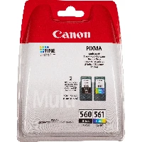 Canon PG-560 Black and CL-561 Colour Ink Cartridge Multi Pack, 7.5 ml, 8.3 ml, 180 pages, 180 pages, 2 pc(s), Multi pack