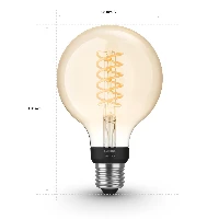 Philips Hue White 1-pack G93 E27 Filament, Smart bulb, Black, Grey, Bluetooth/Zigbee, LED, E27, Soft white