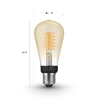 Philips Hue White ST64 Edison  E27 smart bulb, Smart bulb, Black, Grey, Bluetooth/Zigbee, LED, E27, Soft white