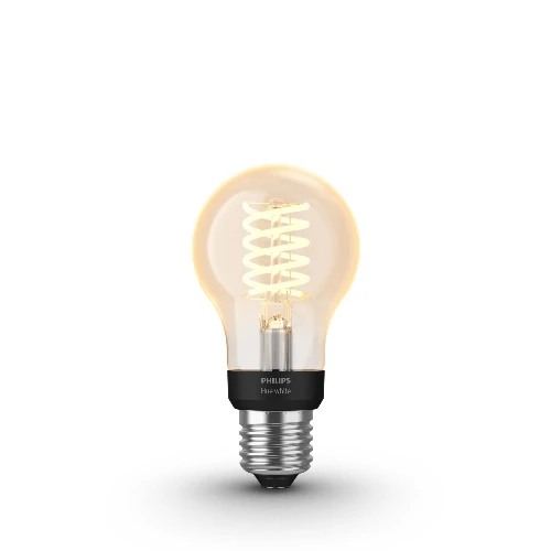 Philips Hue White 1-pack A60 E27 Filament Standard, Smart bulb, Black, Grey, Bluetooth/Zigbee, LED, E27, Soft white