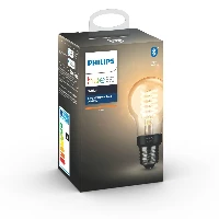 Philips Hue White 1-pack A60 E27 Filament Standard, Smart bulb, Black, Grey, Bluetooth/Zigbee, LED, E27, Soft white