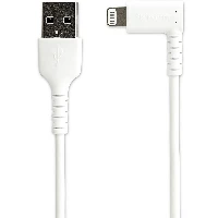 StarTech.com 6ft (2m) Durable USB A to Lightning Cable - White 90 Right Angled Heavy Duty Rugged Aramid Fiber USB Type A to Lightning Charging/Sync Cord - Apple MFi Certified - iPhone, 2 m, Lightning, USB A, Male, Male, White