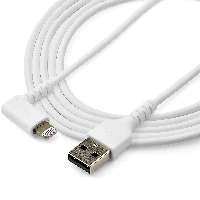 StarTech.com 6ft (2m) Durable USB A to Lightning Cable - White 90 Right Angled Heavy Duty Rugged Aramid Fiber USB Type A to Lightning Charging/Sync Cord - Apple MFi Certified - iPhone, 2 m, Lightning, USB A, Male, Male, White