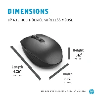 HP635Multi-DeviceWirelessMouse,Ambidextrous,RFWireless+Bluetooth,1200DPI,Black