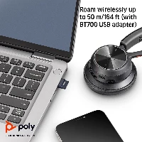 POLY Voyager 4310 USB-C Headset +BT700 dongle +Charging Stand, Wireless, Office/Call center, 55 g, Headset