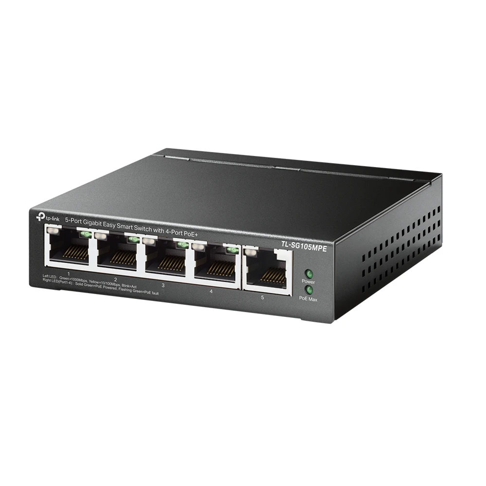 TP-Link 5-Port Gigabit Easy Smart Switch with 4-Port PoE+, L2, Gigabit Ethernet (10/100/1000), Power over Ethernet (PoE)