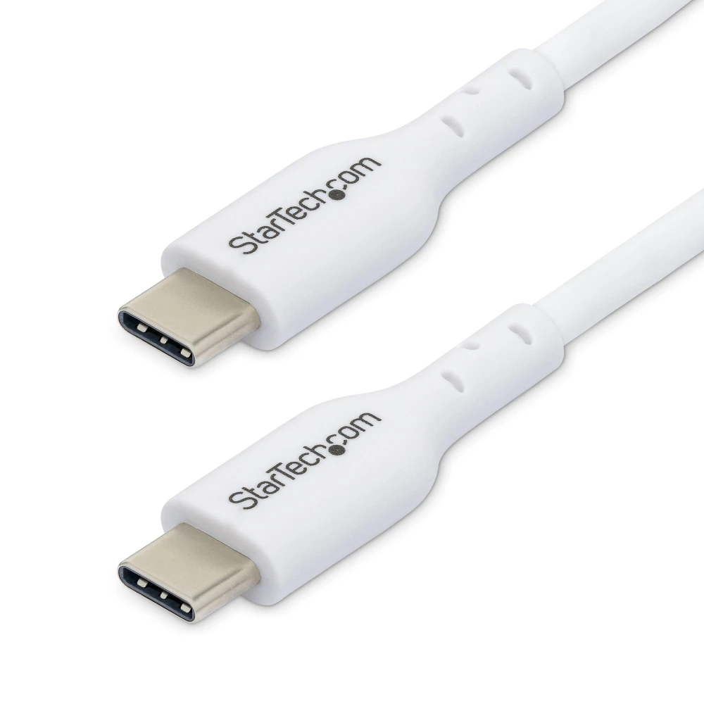 StarTech.com 2m (6.6ft) White USB-C Charging Cable, USB C Cable, USB 2.0 Type-C Laptop Charger Cord, 60W 3A Power Delivery, TPE Jacket, USB-C Data Transfer Cable, M/M, 2 m, USB C, USB C, USB 2.0, 0.48 Gbit/s, White