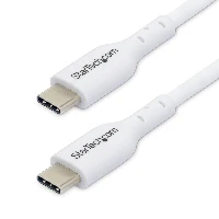 StarTech.com 2m (6.6ft) White USB-C Charging Cable, USB C Cable, USB 2.0 Type-C Laptop Charger Cord, 60W 3A Power Delivery, TPE Jacket, USB-C Data Transfer Cable, M/M, 2 m, USB C, USB C, USB 2.0, 0.48 Gbit/s, White