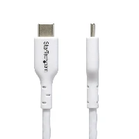 StarTech.com 2m (6.6ft) White USB-C Charging Cable, USB C Cable, USB 2.0 Type-C Laptop Charger Cord, 60W 3A Power Delivery, TPE Jacket, USB-C Data Transfer Cable, M/M, 2 m, USB C, USB C, USB 2.0, 0.48 Gbit/s, White