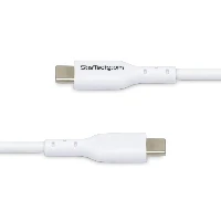 StarTech.com 2m (6.6ft) White USB-C Charging Cable, USB C Cable, USB 2.0 Type-C Laptop Charger Cord, 60W 3A Power Delivery, TPE Jacket, USB-C Data Transfer Cable, M/M, 2 m, USB C, USB C, USB 2.0, 0.48 Gbit/s, White