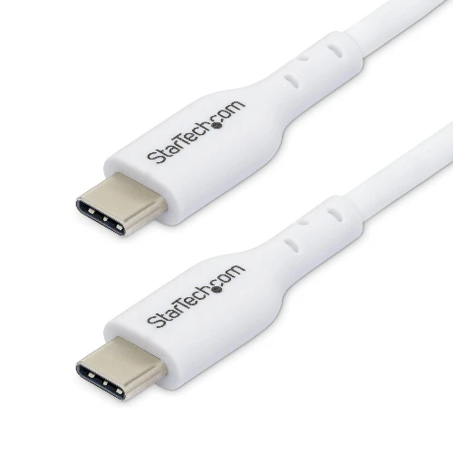 StarTech.com 1m (3.3ft) White USB-C Charging Cable, USB C Cable, USB 2.0 Type-C Laptop Charger Cord, 60W 3A Power Delivery, TPE Jacket, USB-C Data Transfer Cable, M/M, 1 m, USB C, USB C, USB 2.0, 0.48 Gbit/s, White