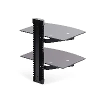 StarTech.com Dual Floating Wall-Mounted AV Shelves, Adjustable Height Shelf For Under TV, Organize A/V Equipment On Black Tempered Glass Shelves, Black, Glass, 7 kg, Aluminium, Plastic, Steel, Wall, 2 shelves