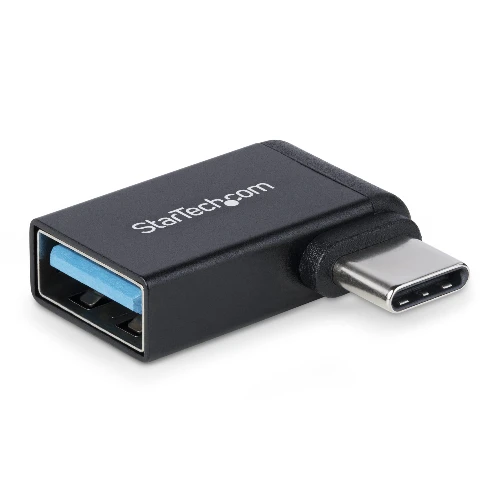 StarTech.com Right Angled USB-C to USB-A Adapter, USB 5Gbps, Compact USB-C Male to USB-A Female Adapter, Metal Housing, M/F, USB Type-C, USB Type-A, Black