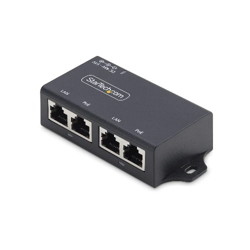 StarTech.com 2-Port Gigabit Midspan PoE+ Injector, 10/100/1000Mbps, PoE+ (802.3af/at), 30W, 1Gbps Ethernet, Wall Mountable, Unmanaged Inline Power Over Ethernet, Gigabit Ethernet, Fast Ethernet, 10,1000,100 Mbit/s, 10/100/1000, IEEE 802.3ab, IEEE 802.3af, IEEE 802.3i, IEEE 802.3u, IEEE 802.3at, IC Plus - IP802AR, Black