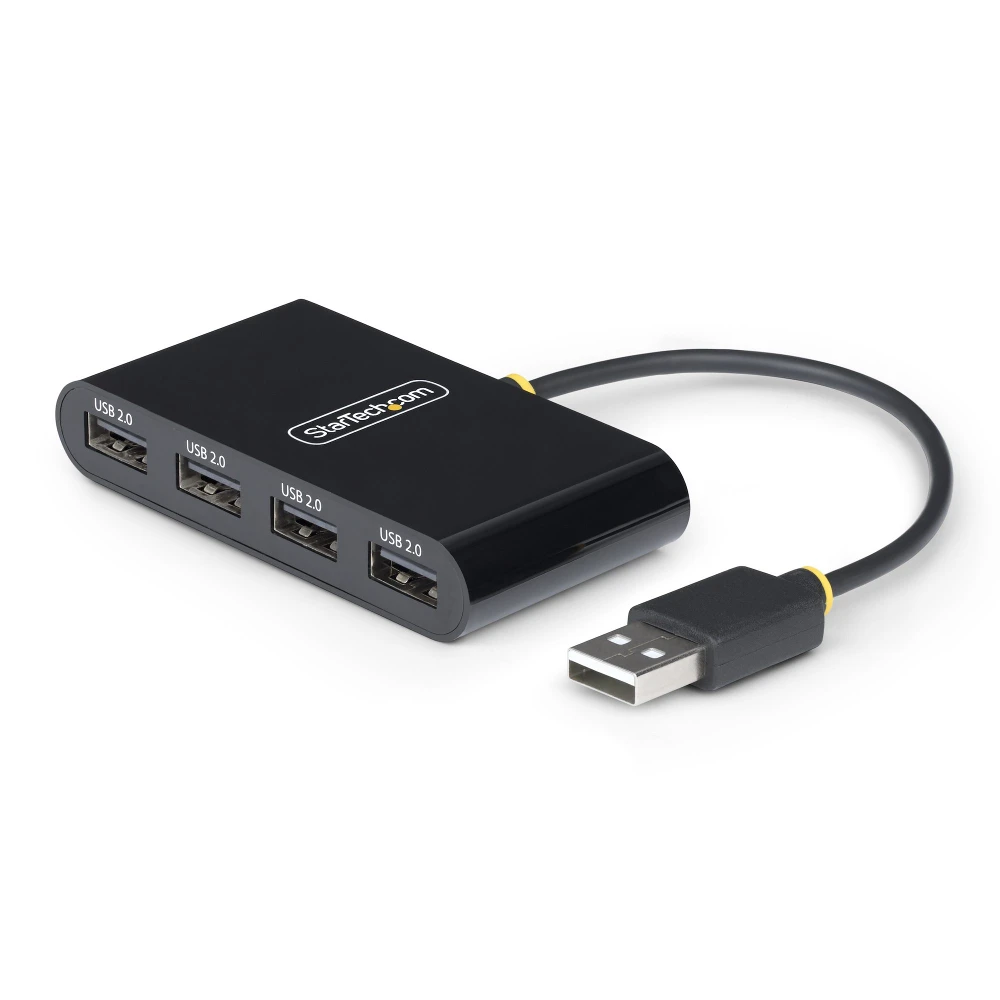 StarTech.com ST4200MINI2-USB-HUB, USB 2.0, USB 2.0 Type-A, 480 Mbit/s, Black, Acrylonitrile butadiene styrene (ABS), Thermoplastic elastomer (TPE)