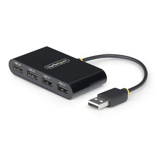 StarTech.com ST4200MINI2-USB-HUB, USB 2.0, USB 2.0 Type-A, 480 Mbit/s, Black, Acrylonitrile butadiene styrene (ABS), Thermoplastic elastomer (TPE)