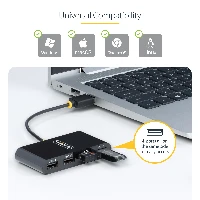 StarTech.com ST4200MINI2-USB-HUB, USB 2.0, USB 2.0 Type-A, 480 Mbit/s, Black, Acrylonitrile butadiene styrene (ABS), Thermoplastic elastomer (TPE)