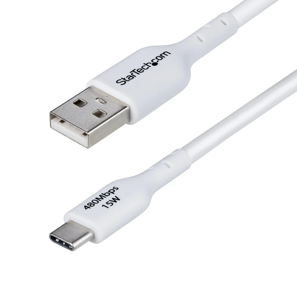StarTech.com 3m (9.8ft) USB-A to USB-C Charging Cable, Charge & Sync, 3A, USB 2.0, TPE Jacket - White USB Charging Cord, 3 m, USB A, USB C, USB 2.0, 0.48 Gbit/s, White