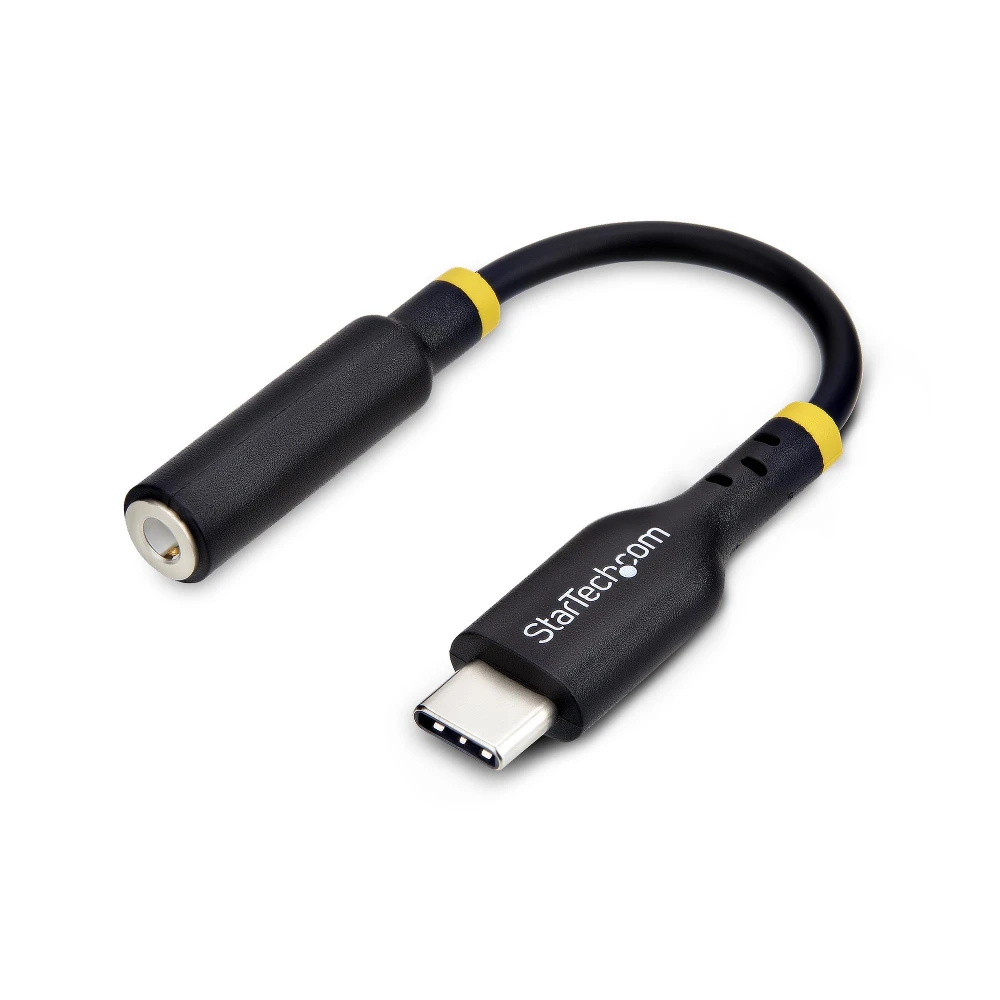 StarTech.com 5in (12.7cm) USB-C to 3.5mm TRRS Headphone/Headset Jack Audio Adapter, USB Type-C Aux Dongle, 32-bit DAC, Supports USB-C/Thunderbolt, Laptop/Phone/Tablet, USB Type-C 2.0, 3.5 mm, 0.127 m, Black