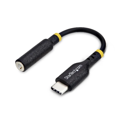 StarTech.com 5in (12.7cm) USB-C to 3.5mm TRRS Headphone/Headset Jack Audio Adapter, USB Type-C Aux Dongle, 32-bit DAC, Supports USB-C/Thunderbolt, Laptop/Phone/Tablet, USB Type-C 2.0, 3.5 mm, 0.127 m, Black