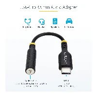StarTech.com 5in (12.7cm) USB-C to 3.5mm TRRS Headphone/Headset Jack Audio Adapter, USB Type-C Aux Dongle, 32-bit DAC, Supports USB-C/Thunderbolt, Laptop/Phone/Tablet, USB Type-C 2.0, 3.5 mm, 0.127 m, Black