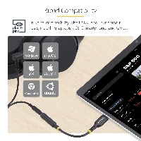 StarTech.com 5in (12.7cm) USB-C to 3.5mm TRRS Headphone/Headset Jack Audio Adapter, USB Type-C Aux Dongle, 32-bit DAC, Supports USB-C/Thunderbolt, Laptop/Phone/Tablet, USB Type-C 2.0, 3.5 mm, 0.127 m, Black