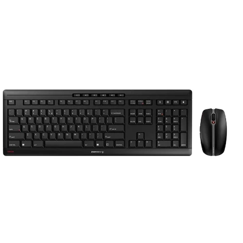CHERRY Stream Desktop, Full-size (100%), Wireless, RF Wireless, QWERTY, Black, Mouse included