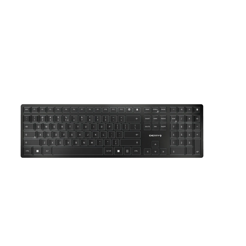 CHERRY KW 9100 SLIM, Wireless, RF Wireless + Bluetooth, QWERTY, Black