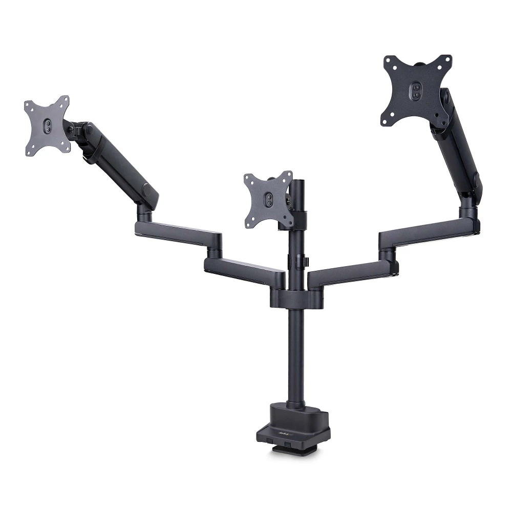 StarTech.com Triple Monitor Desk Mount For Up To Three 27in Screens, VESA 75x75/100x100, Tool-Less Arm Adjustments, C-Clamp/Grommet Mount, Spring-Assisted Arms, Clamp/Grommet, 21 kg, 68.6 cm (27