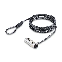 StarTech.com Slim Lock Noble Wedge Slot Compatible, 5ft (1.5m) Locking Cable, Desk Anti-Theft Security For Laptop/Notebook, Cut-Resistant Steel Cable, Combo Lock, 2 m, Noble, Wedge, Combination lock, Carbon steel, Black, Silver