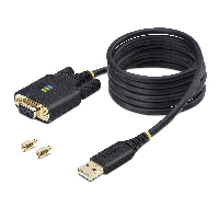StarTech.com 6.6ft (2m) USB to Null Modem Serial Adapter Cable, COM Retention, FTDI, USB-A to DB9 RS232, Interchangeable DB9 Screws/Nuts, Windows/macOS/Linux, Black, 2 m, USB Type-A, DB-9, Male, Female