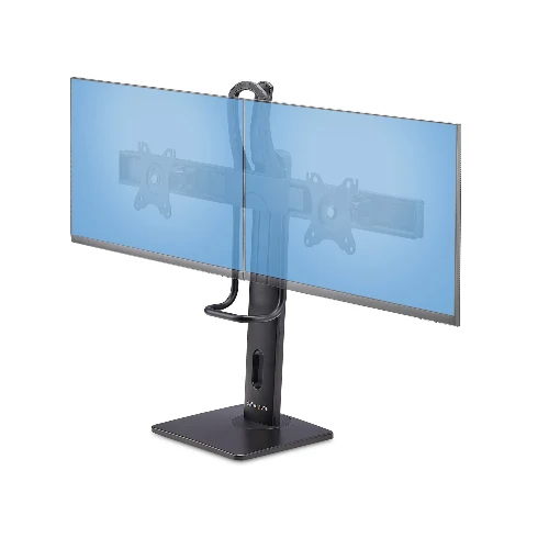 StarTech.com Crossbar Dual Monitor Desk Stand For Double 27-inch Screens, VESA Mount 75x75/100x100, Toolless Height Adjustment, Up To 13.2lb (6kg) Per Display, 12 kg, 43.2 cm (17