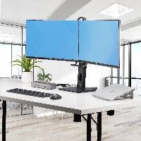 StarTech.com Crossbar Dual Monitor Desk Stand For Double 27-inch Screens, VESA Mount 75x75/100x100, Toolless Height Adjustment, Up To 13.2lb (6kg) Per Display, 12 kg, 43.2 cm (17