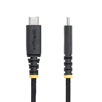 StarTech.com 6.6ft (2m) USB-C Charging Cable, Side Screw Locking, 240W (5A) PD EPR, Dual-Layer Silicone/Braided Jacket, USB 2.0 Laptop Charger Cable, USB-IF Certified, Rugged USB-C Charging Cord, 2 m, USB C, USB C, USB 2.0, 0.48 Gbit/s, Black