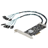 StarTech.com 8 Port SATA PCIe Card - PCI Express 6Gbps SATA Expansion Adapter Card with 4 Host Controllers - SATA PCIe Controller Card - PCI-e x4 Gen 2 to SATA III - SATA HDD/SSD, PCIe, Mini-SAS, PCI 2.0, Black, Pericom - PI7C9X2G608GP, ASMedia - ASM1061, 6 Gbit/s